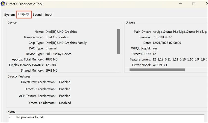 cách xem card màn hình cho laptop 