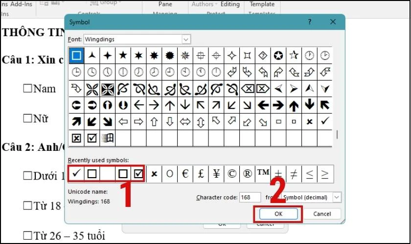 Chèn dấu tích trong Word