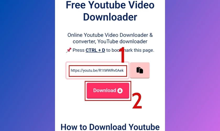 Dán link YouTube lên ứng dụng
