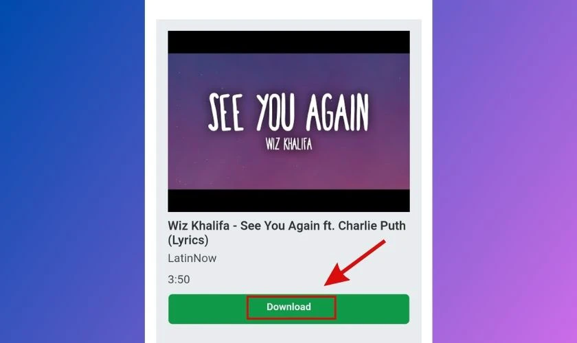 Nhấn Download để tài nhạc từ YouTube về Zing MP3