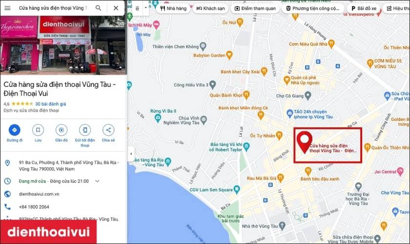 Cửa hàng Điện Thoại Vui nằm ở đâu Vũng Tàu