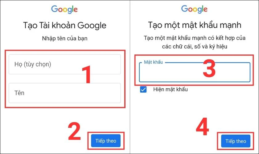 Các bước tạo tài khoản gmail từ số điện thoại 