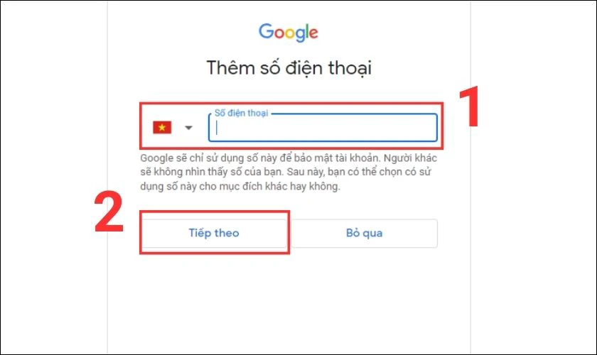 Xác nhận tài khoản Gmail đã tạo 
