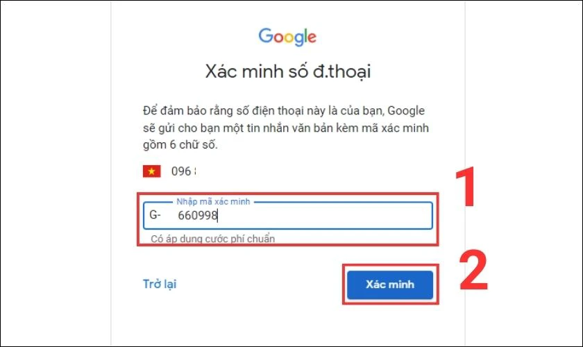 Thêm số điện thoại xác minh tài khoản Gmail 