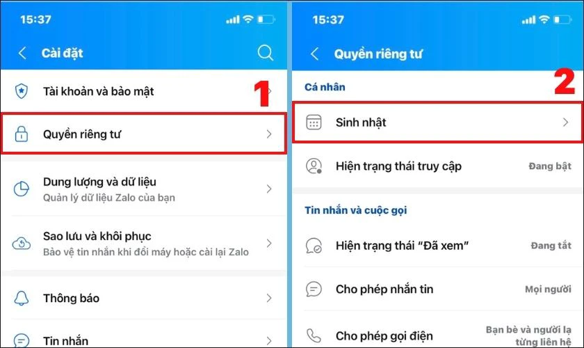 Các bước thực hiện cách ẩn ngày sinh nhật trên Zalo