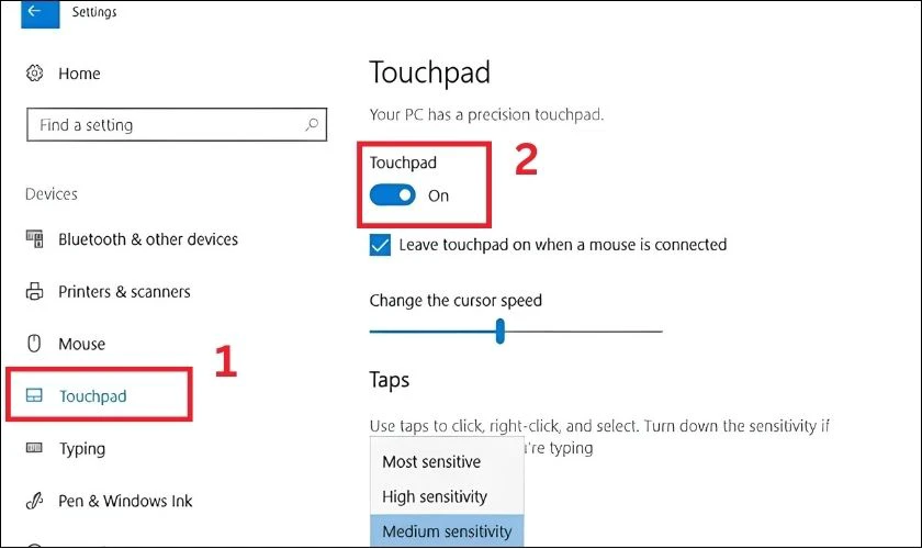 Hướng dẫn bật chuột cảm ứng trên laptop bằng trình điều khiển Devices