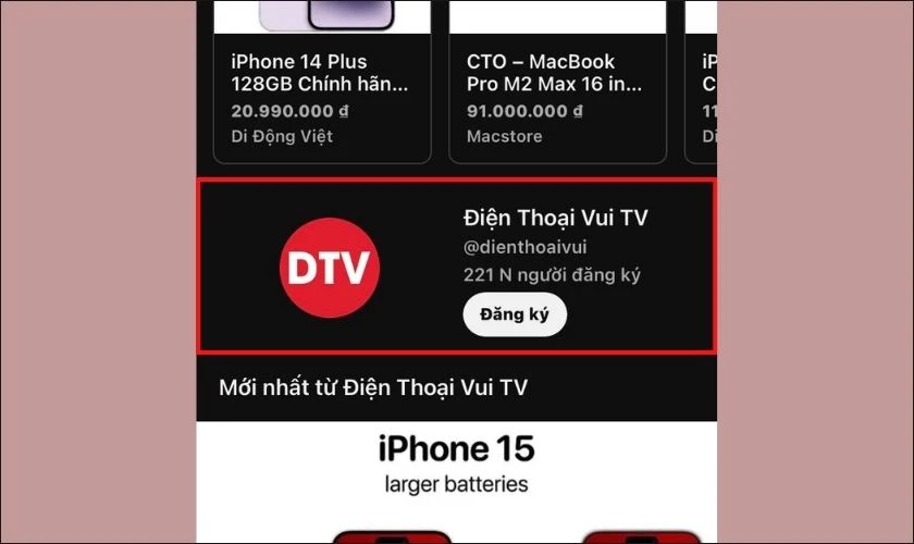 Chọn kênh YouTube mình muốn chặn