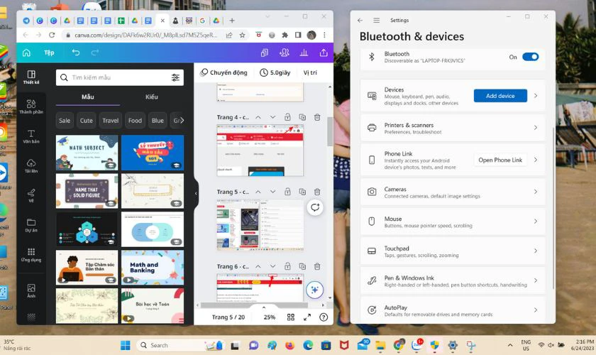 Sử dụng chuột để chia đôi màn hình laptop