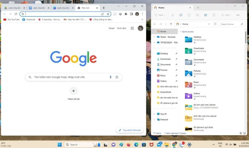 Cách chia đôi màn hình laptop bằng tổ hợp phím tắt
