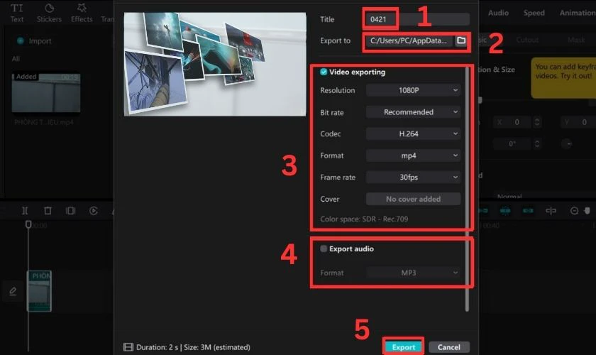 Cách export video trên phần mềm Capcut PC