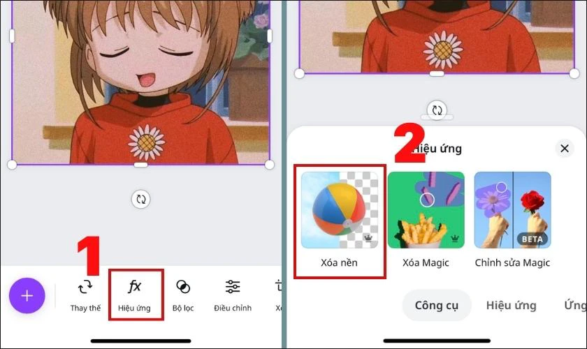 Các bước thực hiện cách tách nền trong Canva trên điện thoại