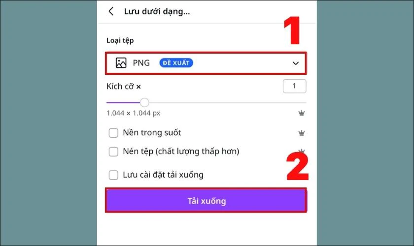 Nhấn vào mục Tải xuống