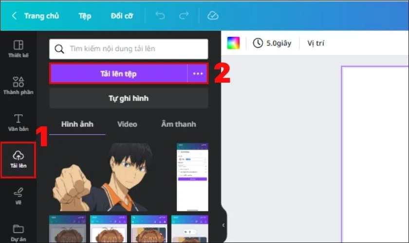 Các bước tải file video lên