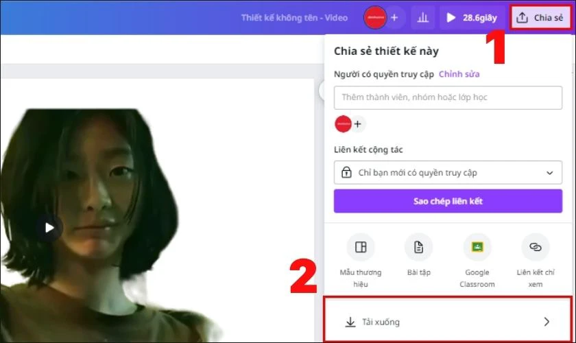 Hướng dẫn các thao tác tải xuống video đã tách nền