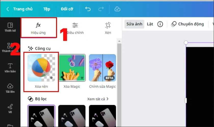 Thực hiện cách xóa phông ảnh trong thư viện Canva