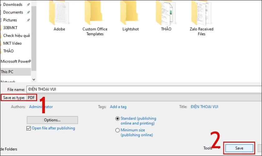 Cách chuyển PowerPoint sang PDF trực tiếp trên máy tính