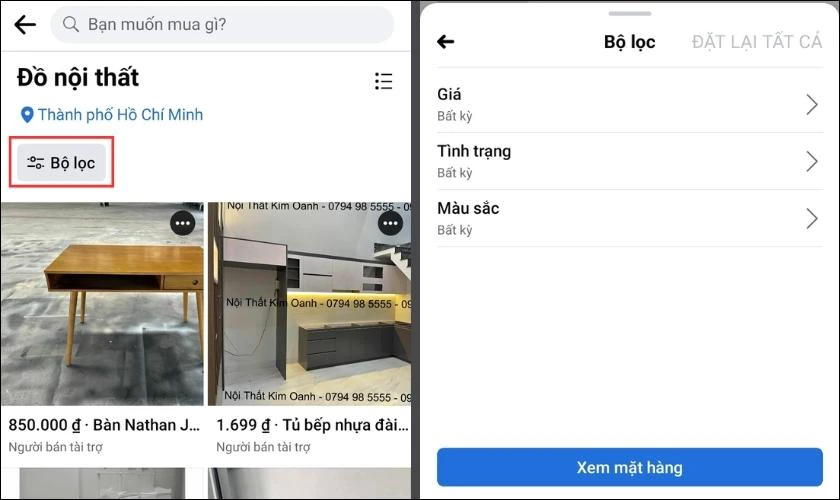 Bạn hãy bấm vào ô Bộ lọc
