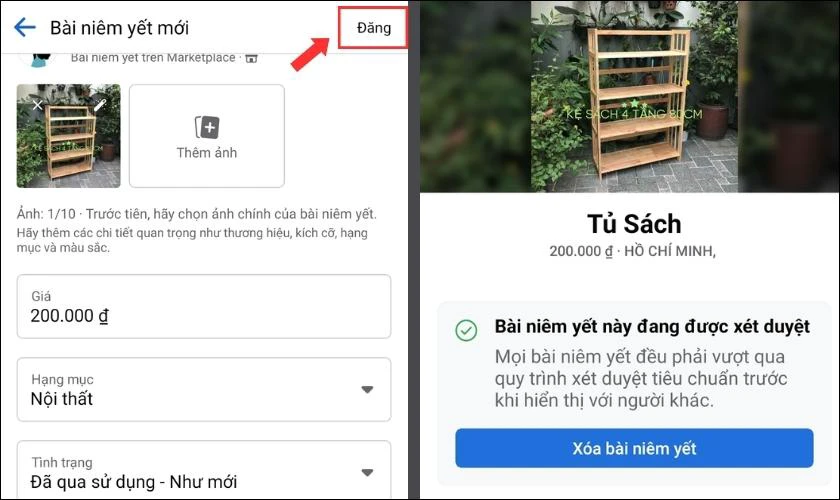 Kiểm tra lại toàn bộ thông tin và nhấn Đăng