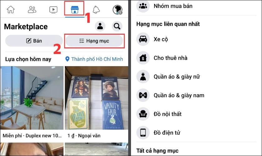 Cách tìm mua hàng trên Facebook Marketplace