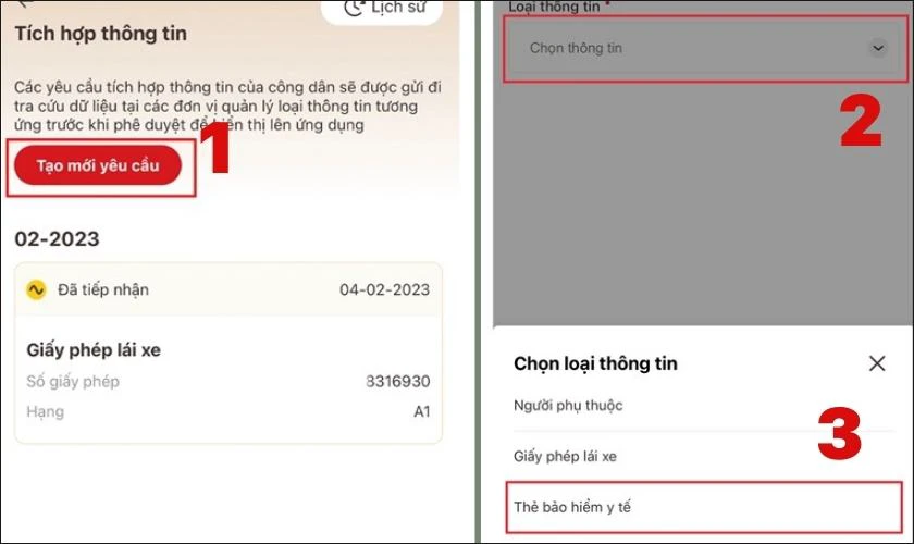 Chọn vào mục Thẻ bảo hiểm y tế