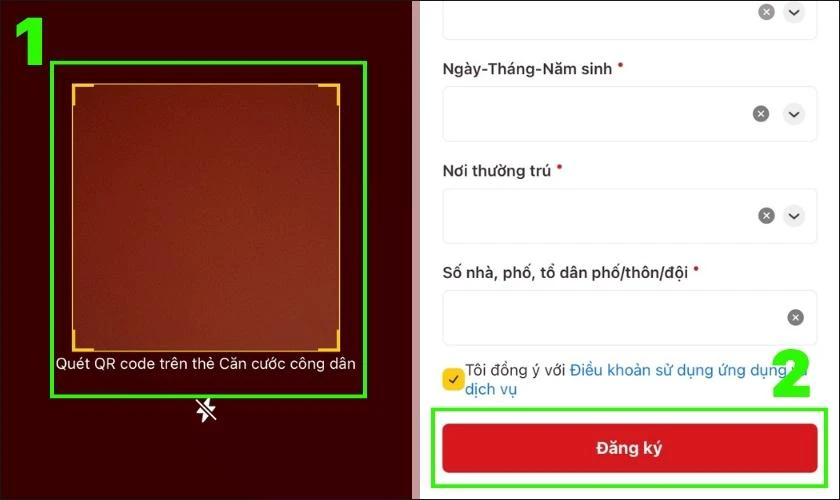 Quét mã QR theo yêu cầu của app VNeID