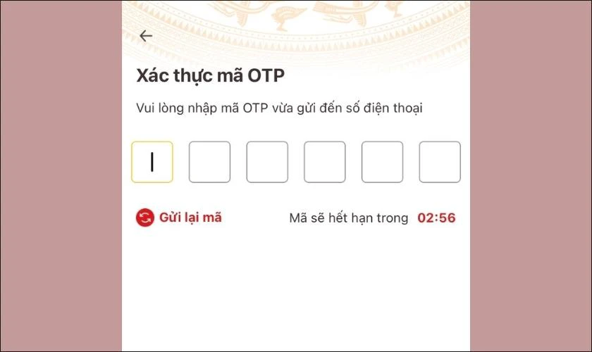 Nhận mã OTP để đăng ký ứng dụng VNeID
