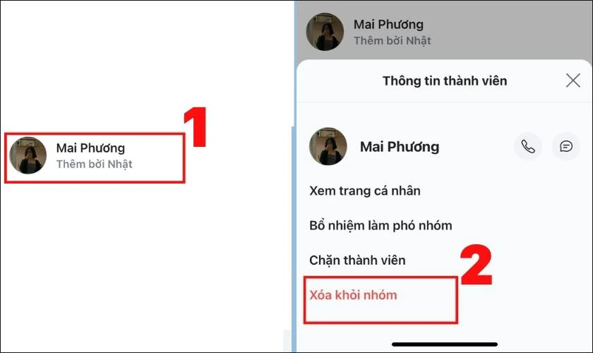 các thao tác kick thành viên