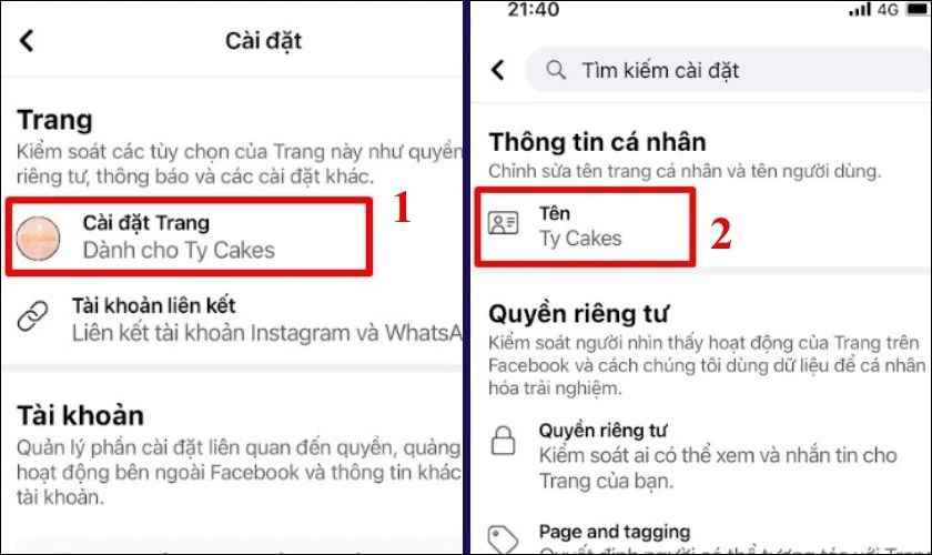 Sửa tên Fanpage và nhấn xem lại thay đổi