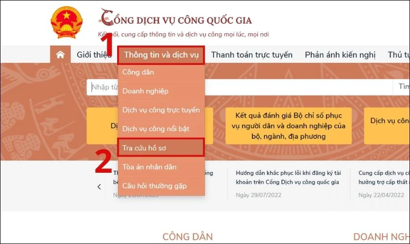 Tra cứu thông tin CCCD qua Cổng dịch vụ công Quốc gia
