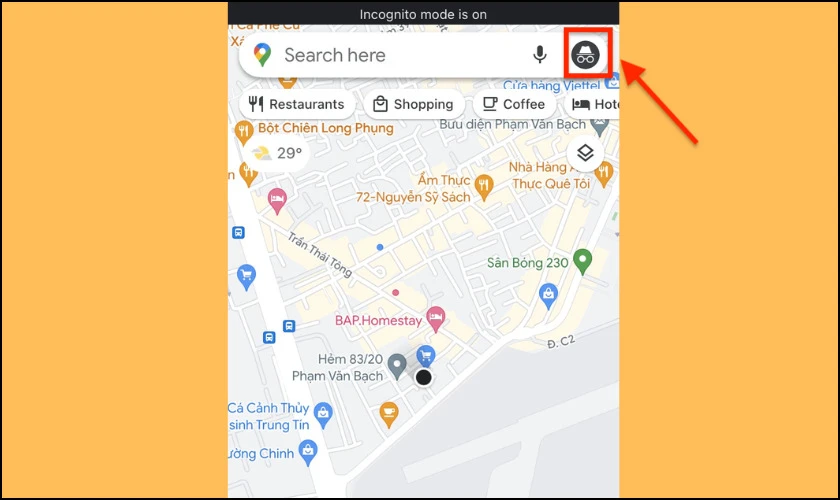 Nhấn chọn biểu tượng hồ sơ trên giao diện Google Maps