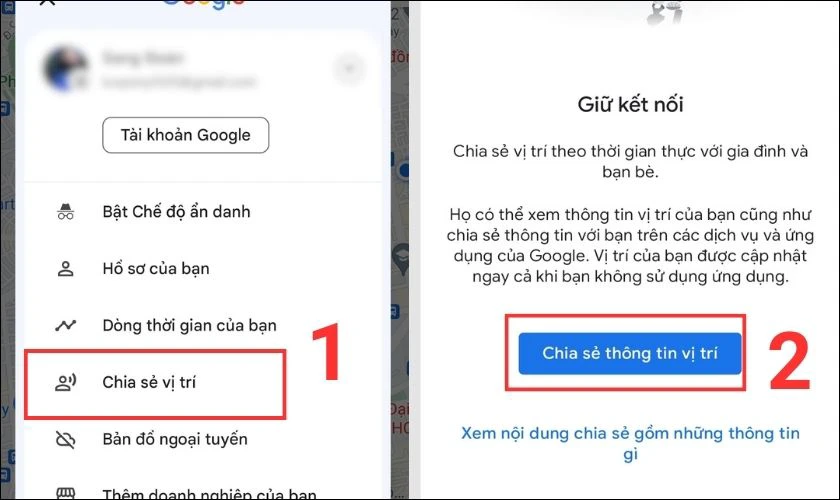 Chọn Chia sẻ vị tr&iacute; 