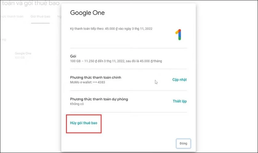 C&oacute; thể hủy/ x&oacute;a đăng k&yacute; t&agrave;i khoản Google One kh&ocirc;ng?