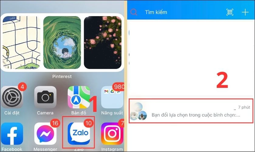 Cách xóa phương án bình chọn trên Zalo bằng điện thoại