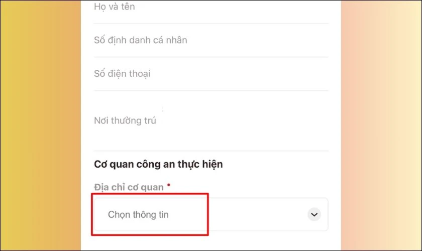 Cung cấp đầy đủ thông tin về Cơ quan công an thực hiện