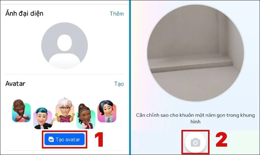 Nhấn v&agrave;o n&uacute;t Tạo avatar
