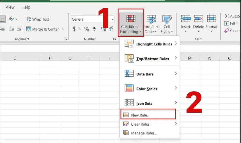 Chọn Conditional Formatting và New rule