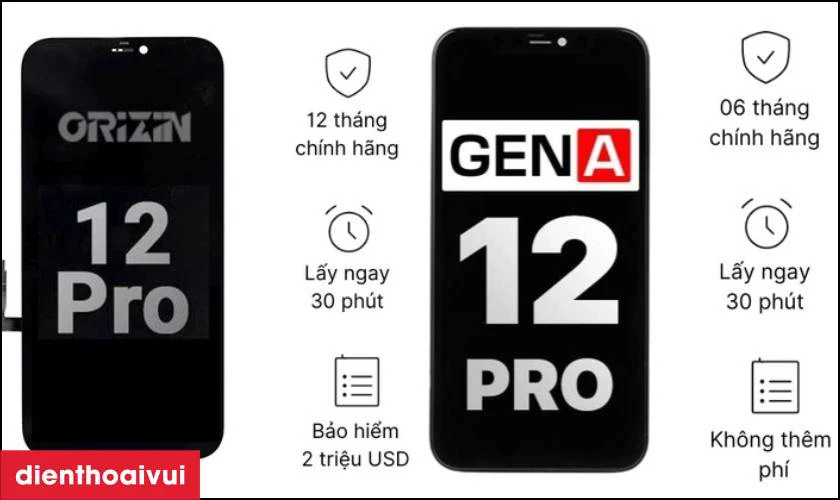 M&agrave;n h&igrave;nh iPhone 12 Pro c&oacute; mấy loại hiện nay?