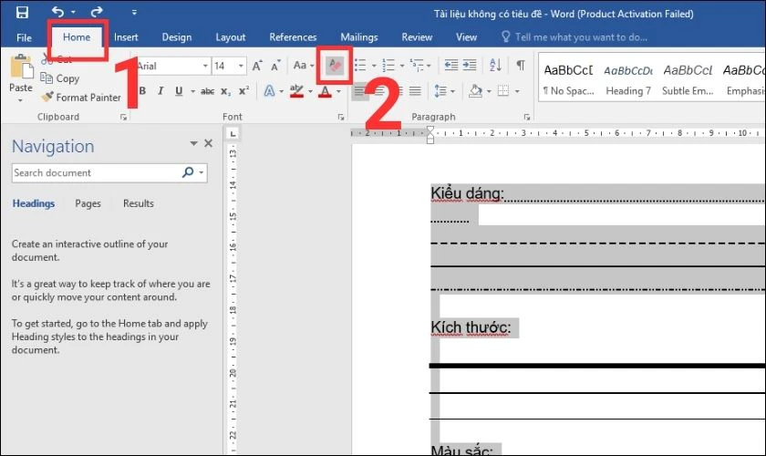 Loại bỏ các dòng kẻ bằng lệnh Clear All Formatting