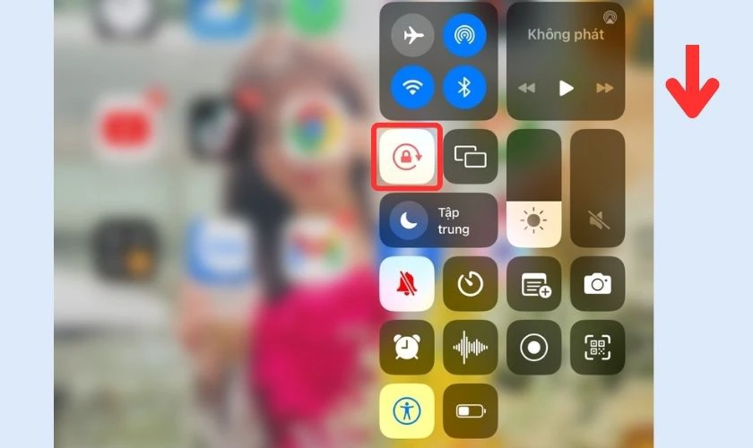 Vuốt mở trung t&acirc;m điều khiển iPad