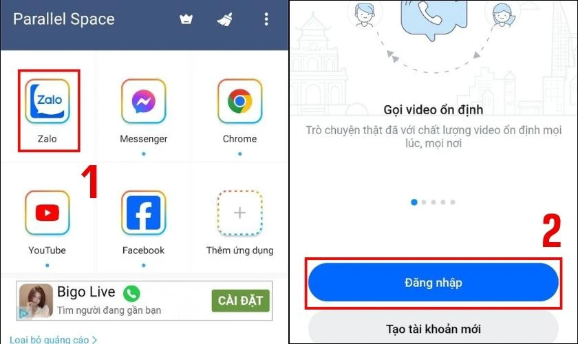 Chọn v&agrave;o Zalo v&agrave; đăng nhập v&agrave;o t&agrave;i khoản Zalo như b&igrave;nh thường