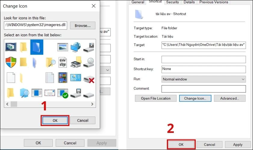 Lựa chọn biểu tượng y&ecirc;u th&iacute;ch cho Shortcut Windows