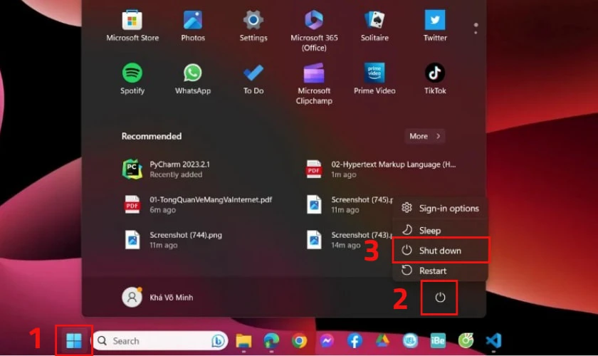 Khởi động lại máy tính Win 11 khi thanh Taskbar bị mất, không thấy đâu