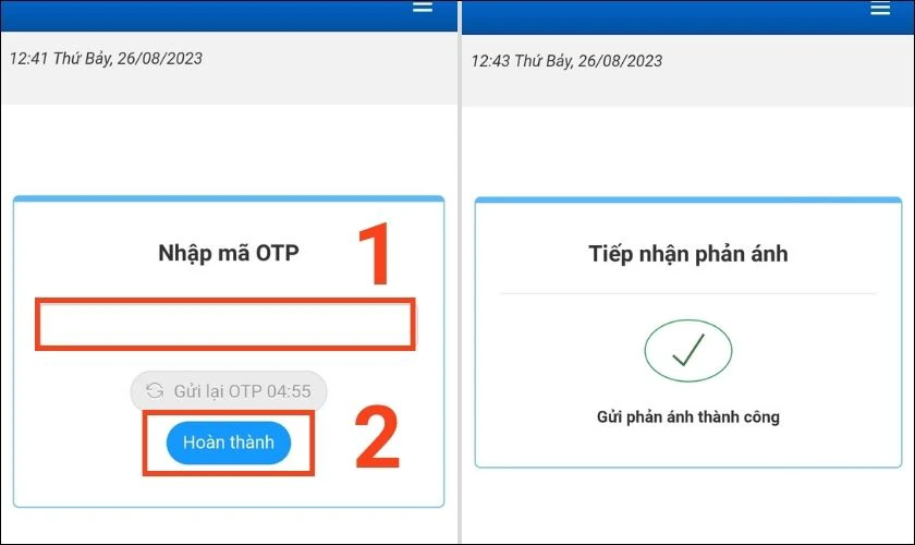 Nhấn phản &aacute;nh để gửi y&ecirc;u cầu đến hệ thống 