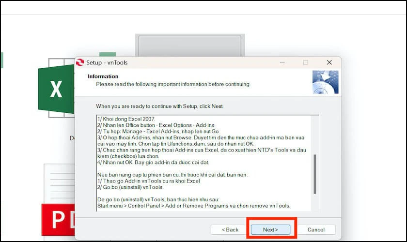 Đọc các điều khoản của bộ chuyển đổi số thành chữu trong Excel VnTools