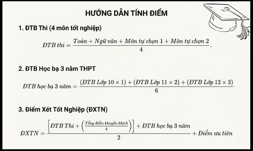 Cách tính điểm xét tốt nghiệp THPT 2026 dễ hiểu