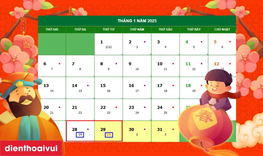 30 Tết là thứ mấy 2025?