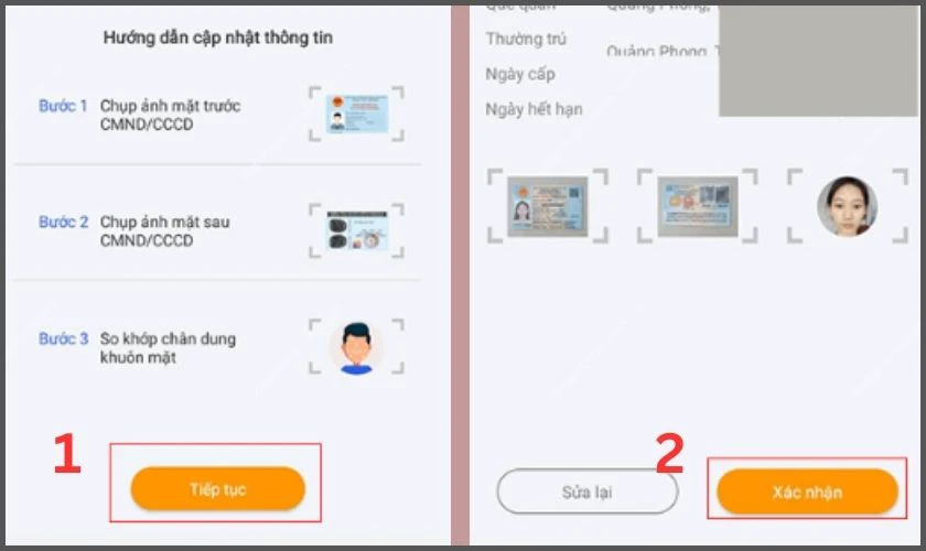 Mở Camera v&agrave; x&aacute;c thực khu&ocirc;n mặt