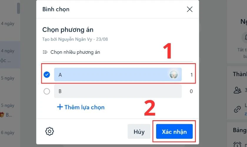 Nhấn vào phương án khác và chọn Xác nhận