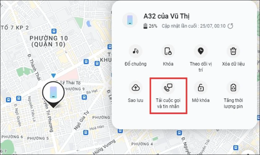 Lấy lại dữ liệu thiết bị