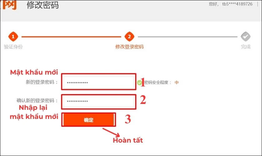 Thiết lập mật khẩu cho t&agrave;i khoản v&agrave; nhấn Ho&agrave;n tất